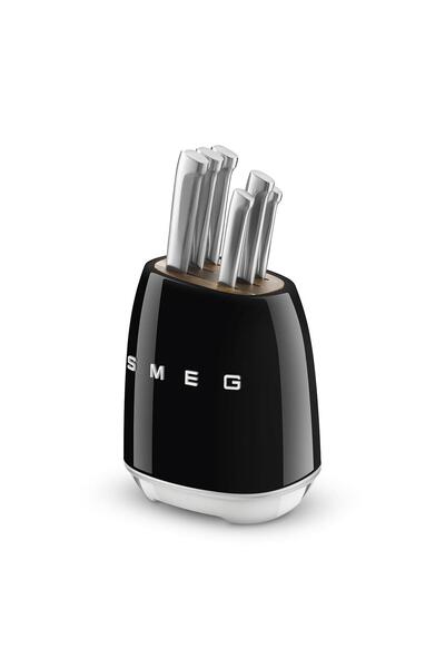 SMEG 50's Style Siyah Retro 6'lı Blok Bıçak Seti