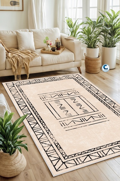 Confidence Home Makinede Yıkanabilir Kaymaz Taban Leke Tutmaz Bej Mutfak Halı...