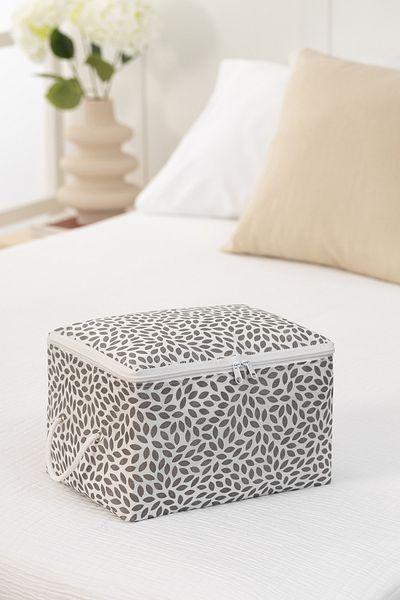 REKHOME Small Size Gray Leaf Printed Base Base, Suitcase Organizer Storage Bag / 30x22x18