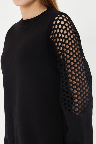 Oyga Women's Sleeves Mesh Sweatshirt