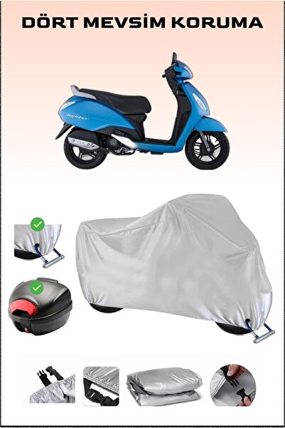 Breen TVS Jupiter 125 için Arka Çanta ve Kilit Uyumlu Gri Motosiklet Branda, Güvenli