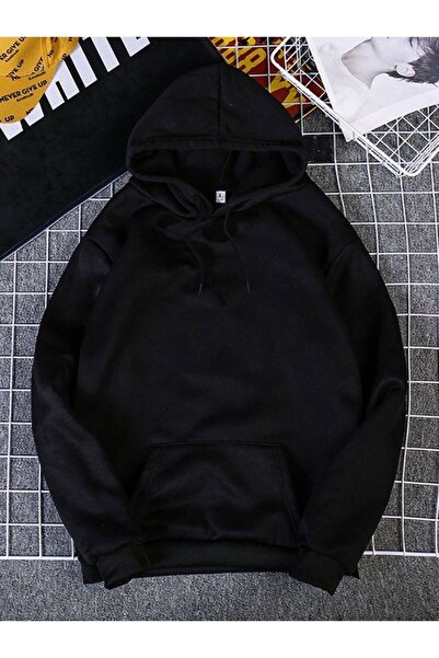 JustBS Дамска черна зимна блуза с качулка