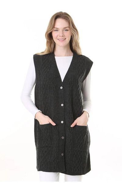 Fresh&Moda Women's Wool Winter Mother Long Knitwear Vest