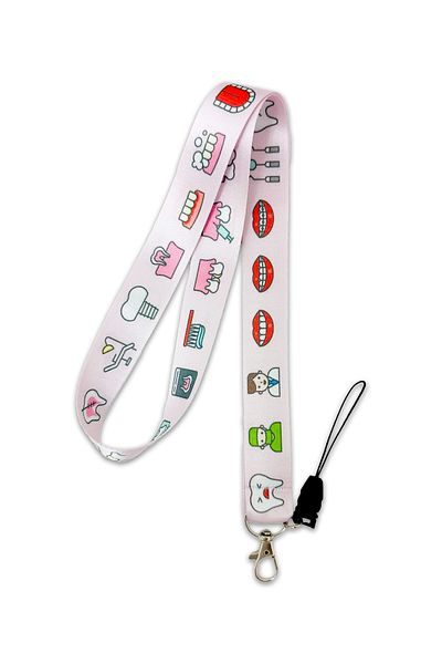 PABALAS Cute Dentist Hospital Pattern - Lanyard Strap Name Badge Holder and Phone Strap