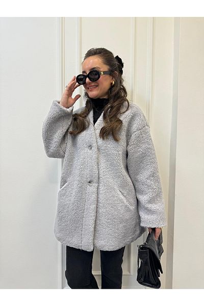 My Blog Gray Lilies Straight Cut Wrapped Jacket - 7398