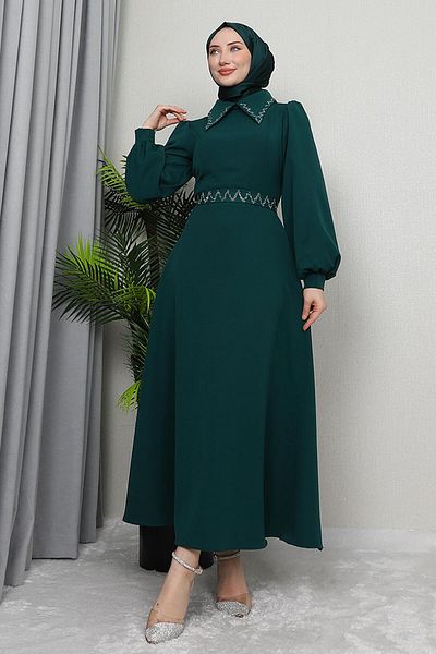 GİZ AGİYİM Emerald Irmak Hijab Dress