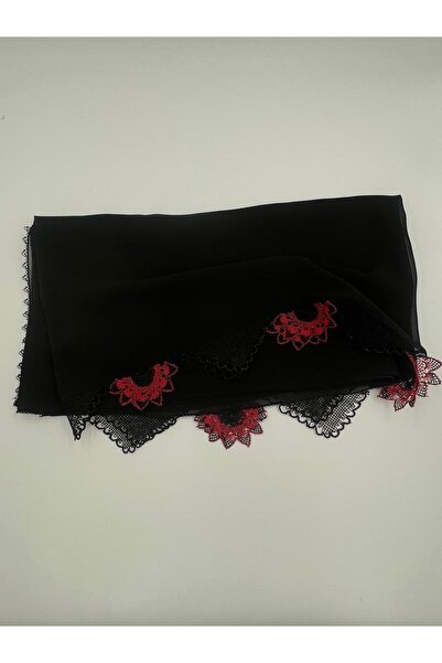 Şatilli Handmade İğne oyalı mevlüt ve namaz örtüsü siyah renkli dört kenarı i...