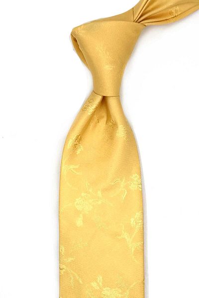 Kravatkolik Poggetto Style Yellow Motif Pattern Italian Silk Tie Hrk1722