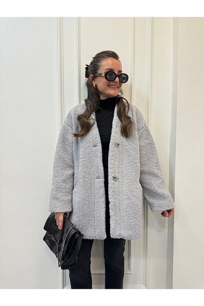 My Blog Gray Lilies Straight Cut Wrapped Jacket - 7398