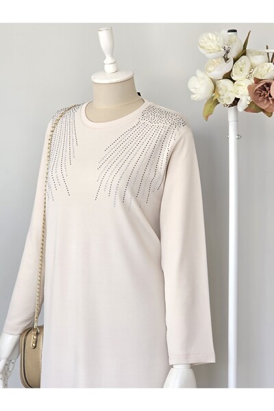 ENDAMIM Large Size Tunic - Twist Knitted Fabric, Lycra