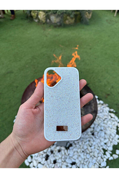 Butik İphone 16 beyaz parıltılı taşlı kristal elmaslı ışıltılı telefon kılıfı