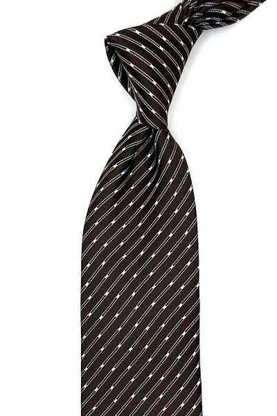 Kravatkolik Parto Style Brown Line Pattern Italian Silk Tie İk1785