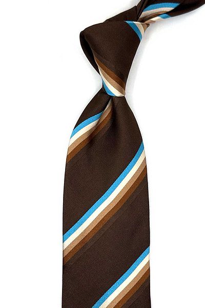 Kravatkolik Vedeheto Style Brown Line Pattern Italian Silk Tie Hr1753