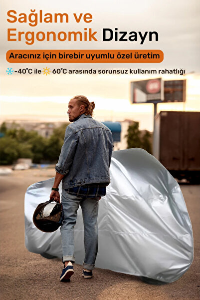 Breen Kanuni Mati 125 için Arka Çanta ve Kilit Uyumlu Gri Motosiklet Branda, Güvenli