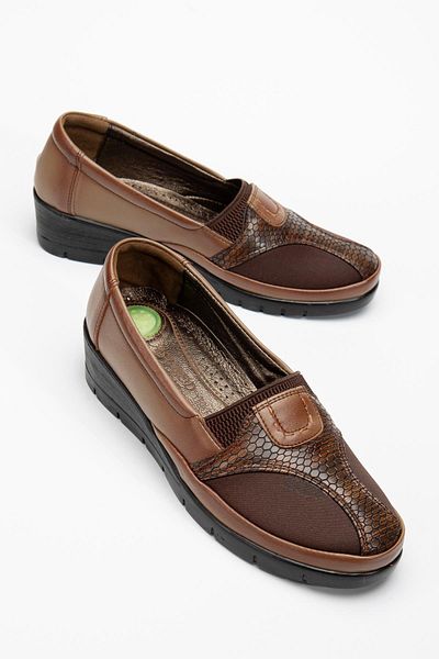Dilimler Ayakkabı Orthopedic Genuine Leather Women's Shoes - Mink Side Stretch, Large Size