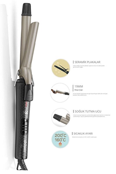 Arzum Lisa Thin Curling Iron Ceramic Plate 19mm - Ar5023