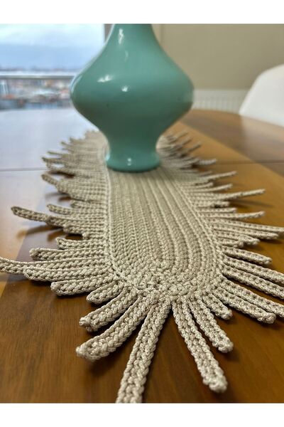 Patiska Tasarım El Yapımı Doğal Runner - Zarif Masa Dekorasyonu