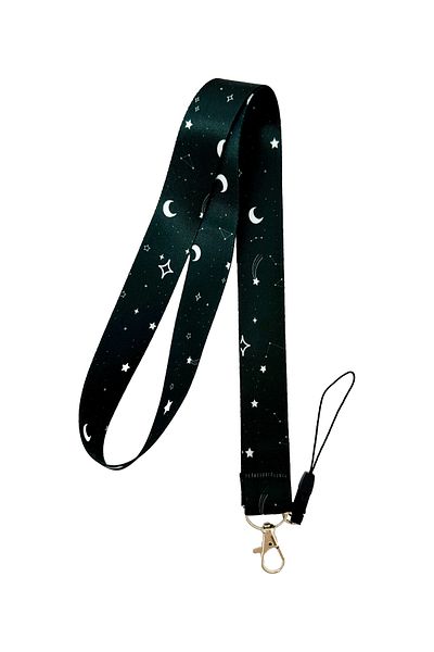 PABALAS Moon and Star Space Pattern Neck Lanyard Strap Name Badge Holder-Phone Strap