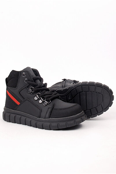 Rıdvan Çelik Hakiki Deri Siyah Fermuarlı Siyah Tabanlı Erkek Çocuk Bot