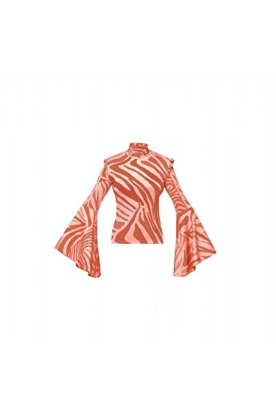 mekanhomeworks Pink Zebra Turtle Neck Top