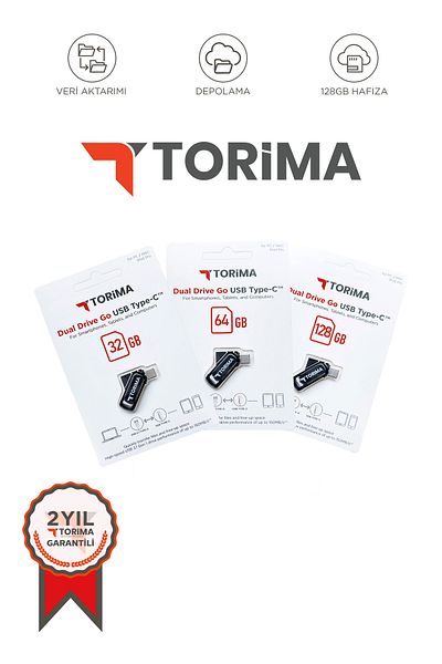 Torima Black 128Gb Dual Drive Usb-Type-C Otg