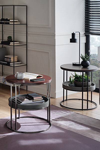 Enza Home Pera 2 Katlı Yan Sehpa - Ceviz