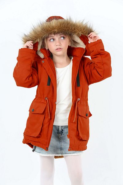 Wild Flower Girl's Winter Coat - Long Winter Canvas Coat - Thick Winter Coat - Puffer Hooded Coat