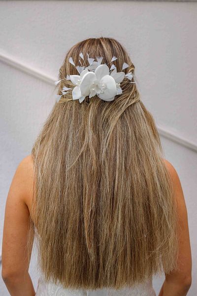 Turkuaz Accesoriu pentru păr de mireasă / Nuntă Nuntă Accesoriu pentru păr cu flori albe