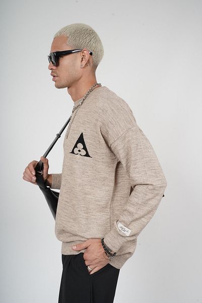 king brich Πλεκτό πουλόβερ με λαιμόκοψη Oversize