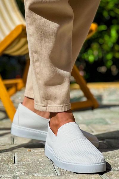 KunduraHane HANNOVER White Knitwear Flexible Sports Shoes - Daily Casual, Laceless - KBC