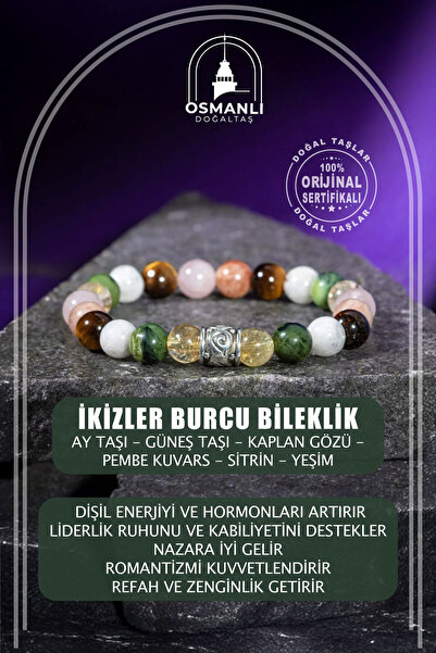 OSMANLI DOĞAL TAŞ Ikizler Burcu Doğal Taş 8mm Bileklik