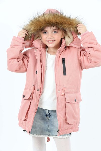 Wild Flower Girl's Winter Coat - Long Winter Canvas Coat - Thick Winter Coat - Puffer Hooded Coat