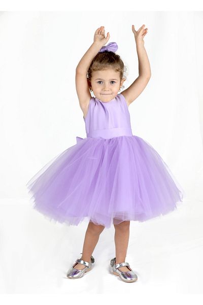 NSMLİFE Girls Birthday Prom Show Dress with Neckline and Bowknot Pearls