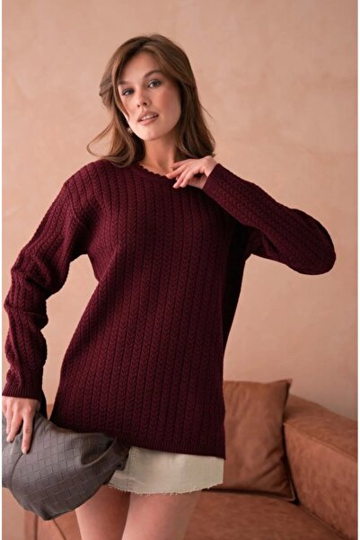 Fresh&Moda Women's Hair Knitted Mother Knitwear Winter Wool Sweater