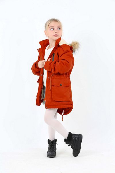 Wild Flower Girl's Winter Coat - Long Winter Canvas Coat - Thick Winter Coat - Puffer Hooded Coat