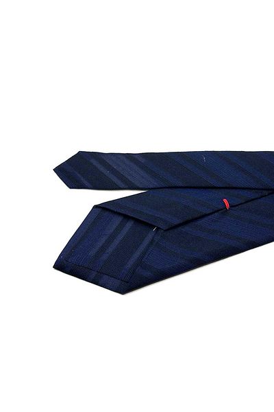 Kravatkolik Sandri Style Navy Blue Line Pattern Italian Silk Tie Hrk1826
