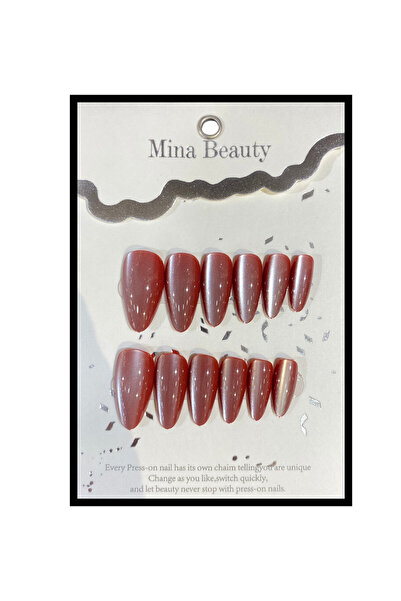 MİNA BEAUTY Kedi Gözü 12 li Takma tırnak cat eyes yansımalı 20-1