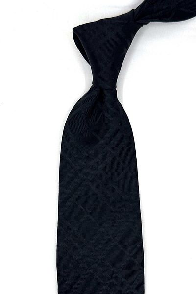 Kravatkolik Manzolino Style Black Plaid Pattern Italian Silk Tie Hr1853