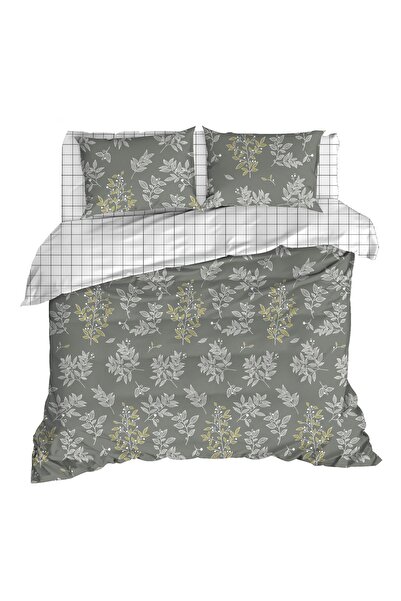 Eponj Home Kolay Ütülenir Nevresim Takımı Çift Kişilik Line Leaf Zümrüt Yeşili