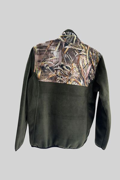 WİDİ Φούτερ Hunting Hunter Saz με μοτίβο με γαρνιρισμένο γιακά με φερμουάρ χακί φλις