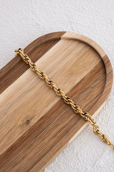ByFlorya Jewelry 5mm 22Cm+3Cm Large Steel Twist Chain Anklet for Daily Use - Nested
