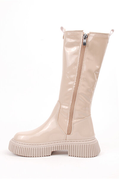 Rıdvan Çelik Kız Çocuk Kalın Taban Soğuk Geçirmez Fermuarlı Streç Çizme Nude