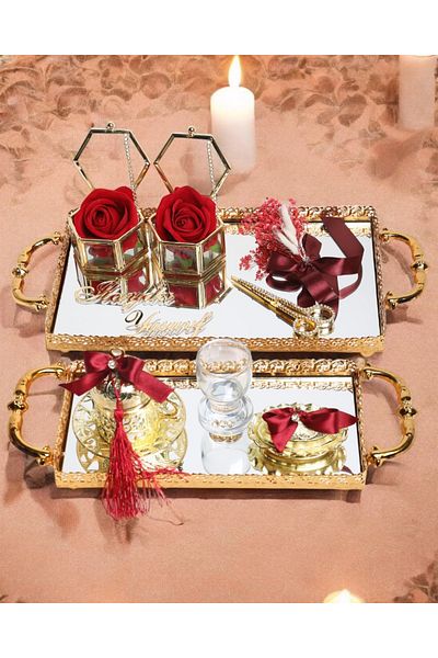 CyzHome Affection Lace Gold Promise Engagement Tray