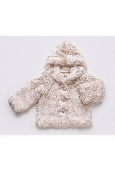 Uğur bebe Girl's Ecru Color Hooded Plush Coat Coat