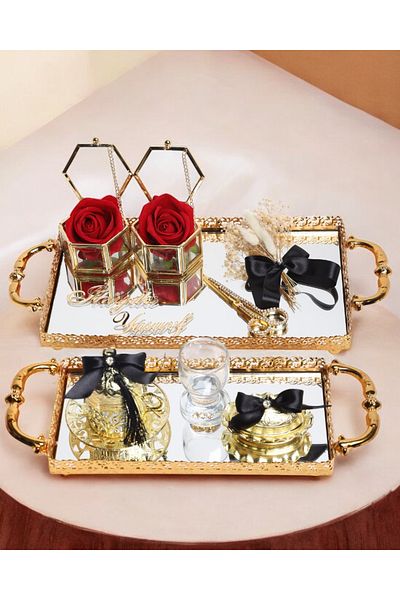 CyzHome Affection Lace Gold Promise Engagement Tray