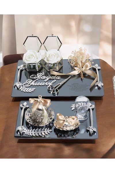 CyzHome Harmony Silver Promise and Engagement Tray Groom Cup Coffee Tray
