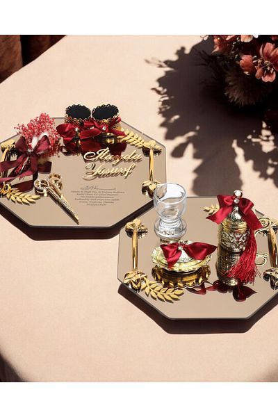 CyzHome Affinity Octagonal Gold Promise Engagement Tray