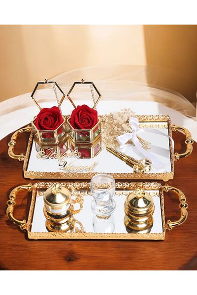 CyzHome Affection Lace Gold Promise Engagement Tray