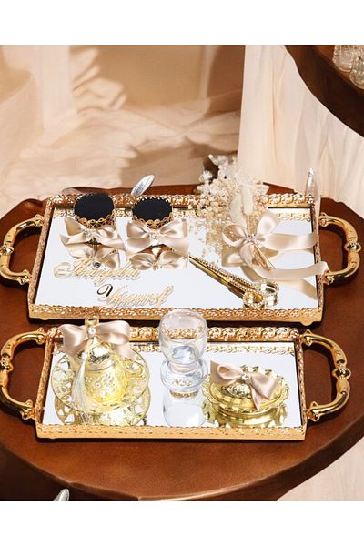 CyzHome Affection Lace Gold Promise Engagement Tray