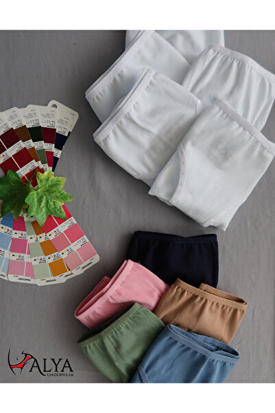 ALYA UNDERWEAR Girl - Waiter Cotton Fabric Colorful Slip Panties 10 Pack - 5 Pieces White, 5 Pieces Colorful - X19